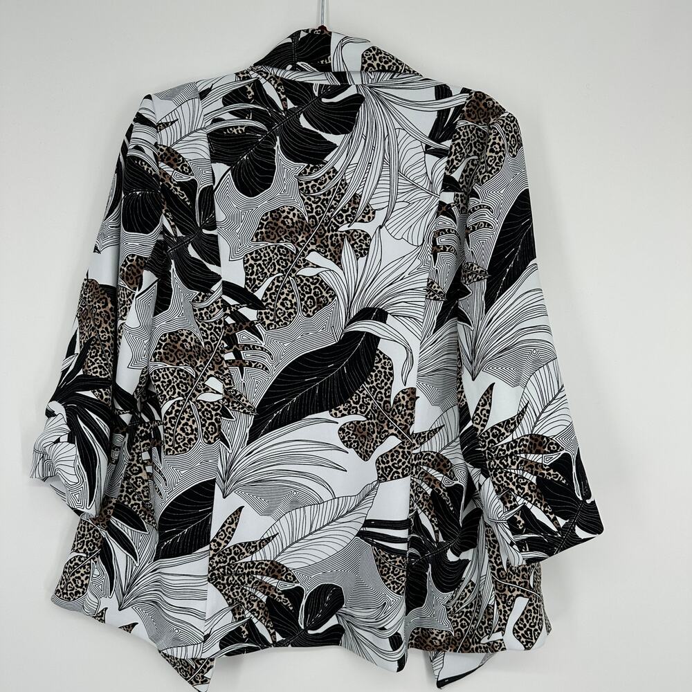 Chico's Draped Open Blazer Tropical Print Stretch Knit 3/4 Sleeve Womens 1 8/10 - Picture 3 of 8